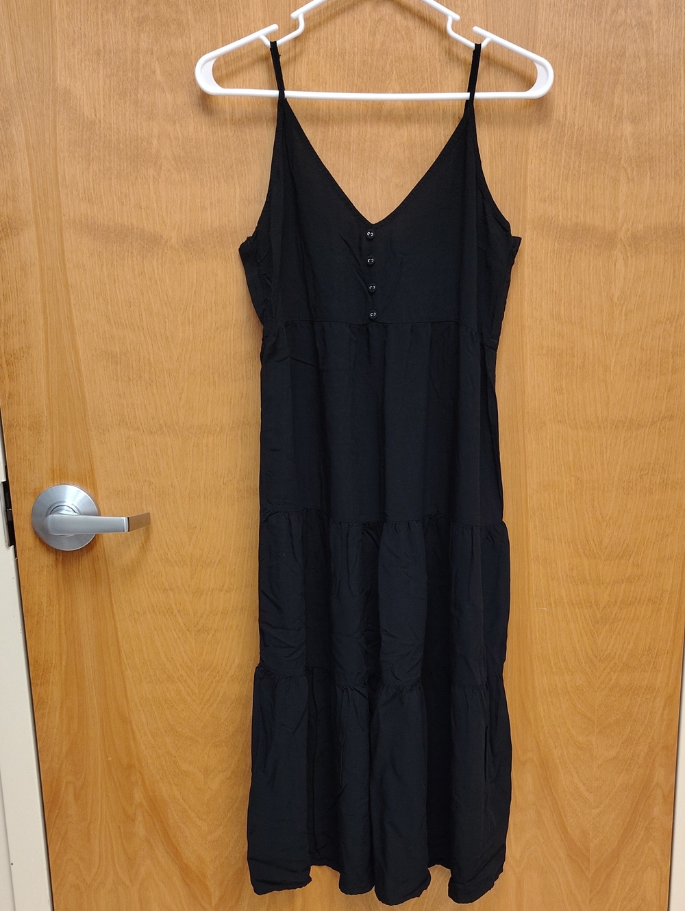 wild fable Black Tiered V-Neck Midi Dress
